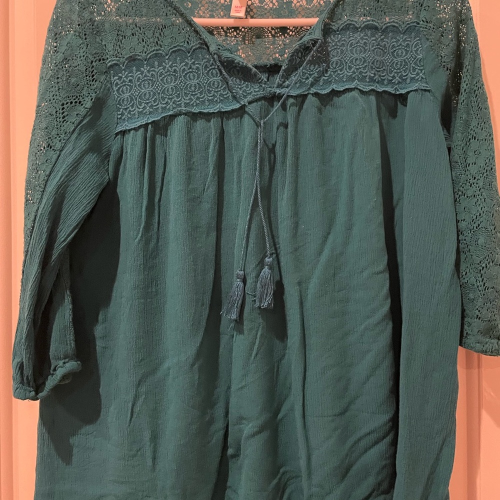 Xhilaration Teal Lace Blouse